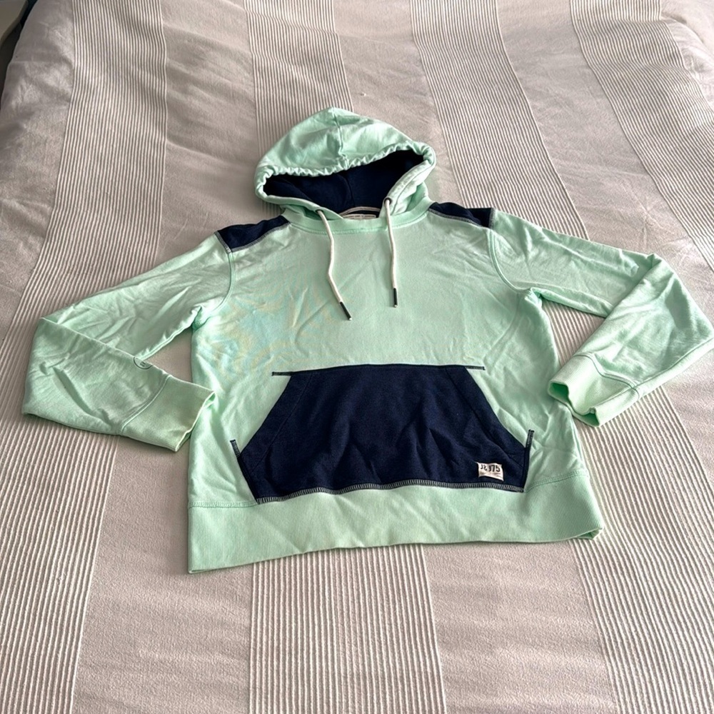 Jack & Jones Colour Block Mint Green and Navy Blue Hoodie Size Large